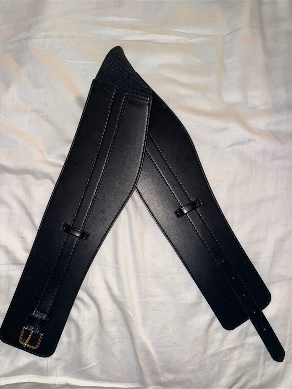 H&M Black Wide Waist Belt with Buckle